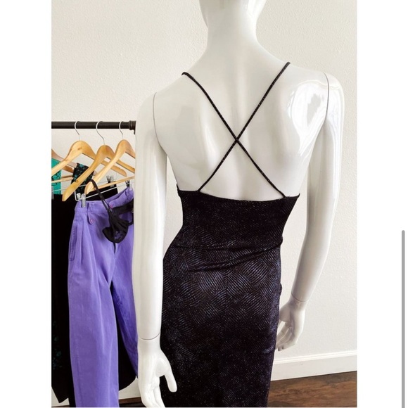 CGV SHOP- Vintage Shimmery Bodycon Slip Midi Dress - Picture 4 of 4